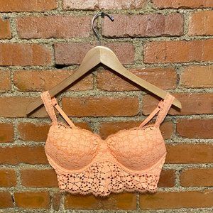 PINK lace orange bralette size M